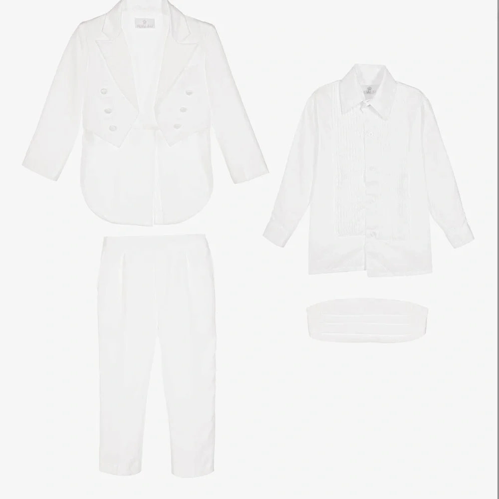 Beau Elegant White Baby boy white tuxedo like new